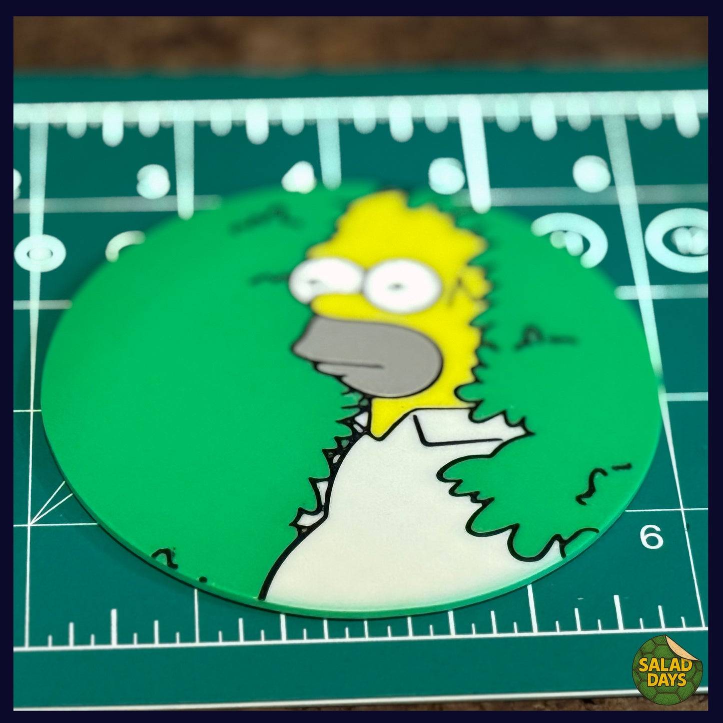 Homer Simpson -Drink Coaster- Hiding in the Bushes