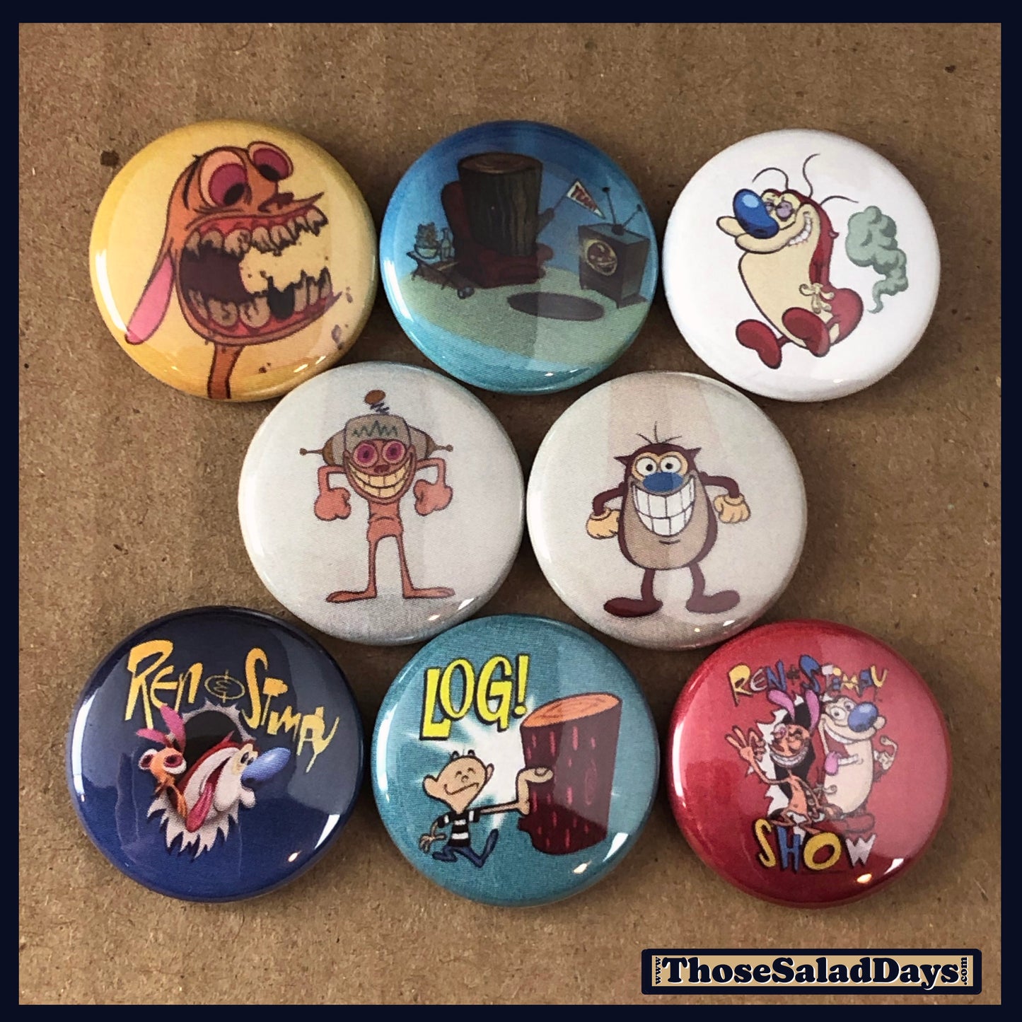 Ren & Stimpy -Buttons- 8 Pack