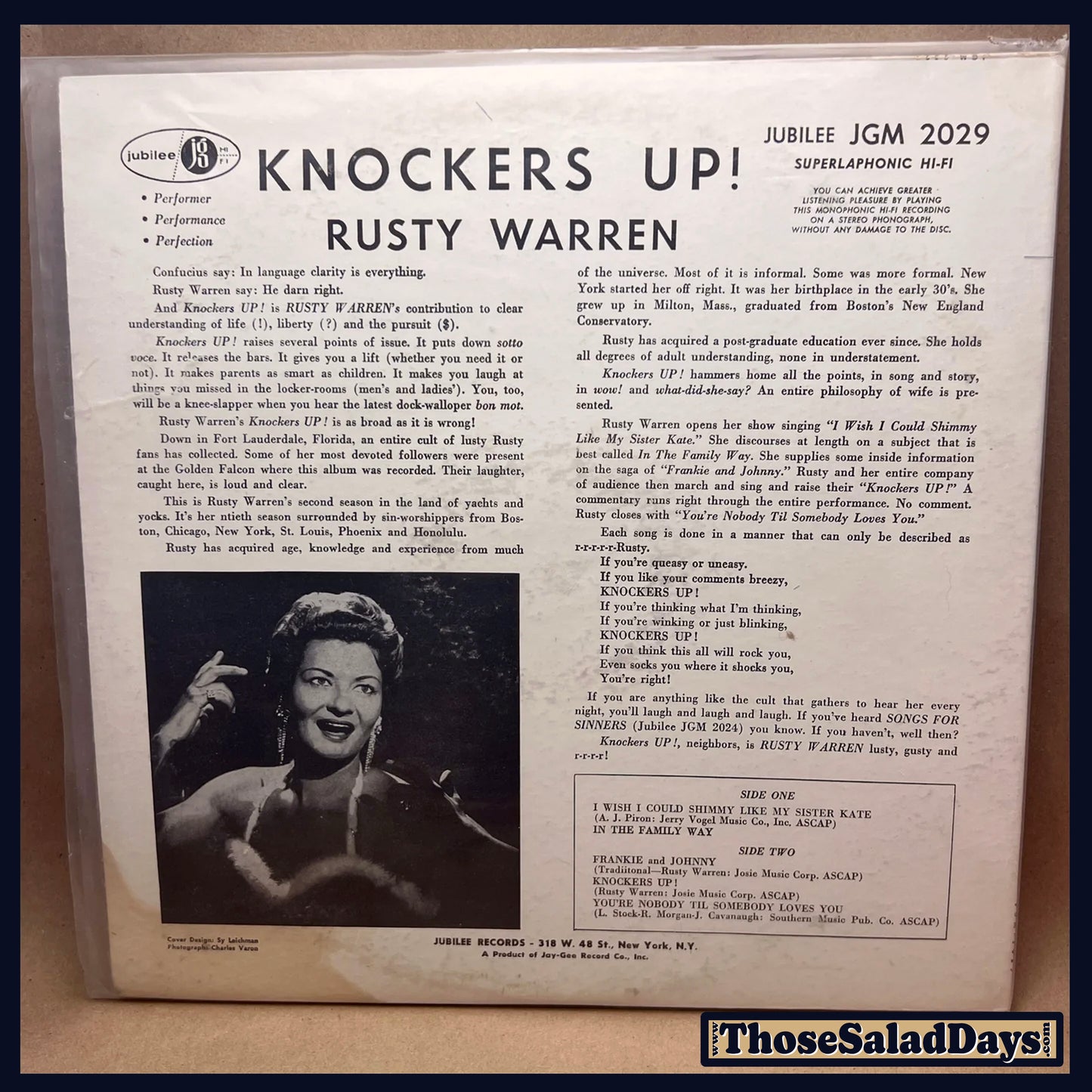Rusty Warren -Knockers Up- Stand Up Comedy Record Album