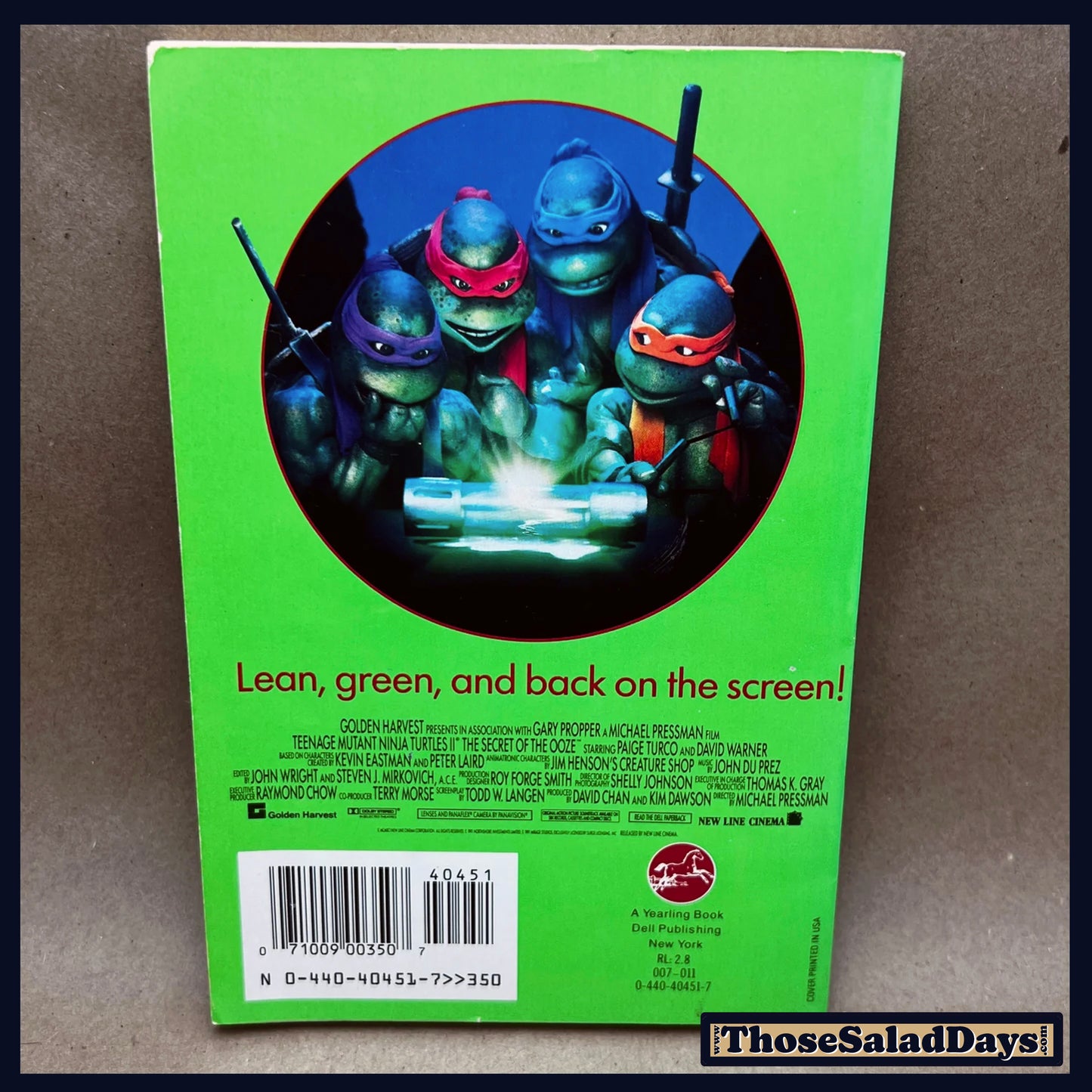 Teenage Mutant Ninja Turtles 2 -Novelization- Book