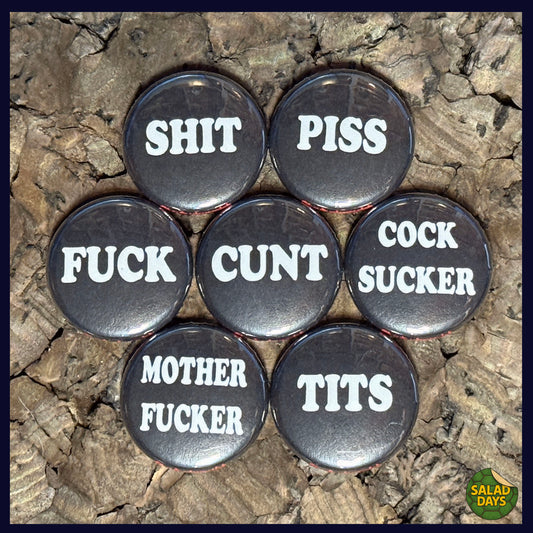 George Carlin's 7 Dirty Words -Buttons- 7 Pack