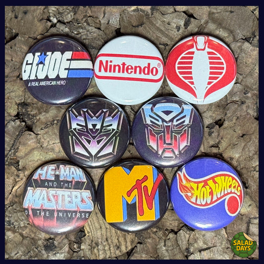 80s Style -Buttons- 8 Pack