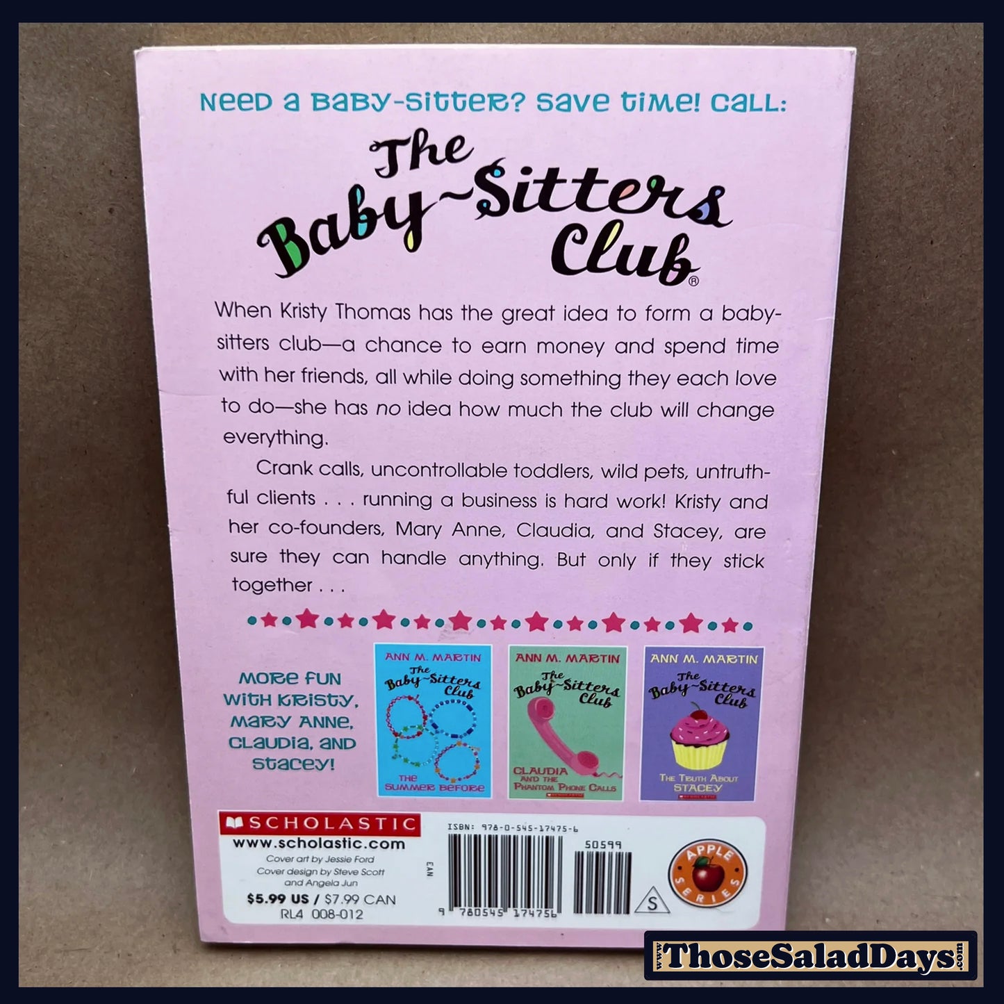 Baby-Sitter's Club Book -#1 Kristy's Great Idea- Ann M. Martin
