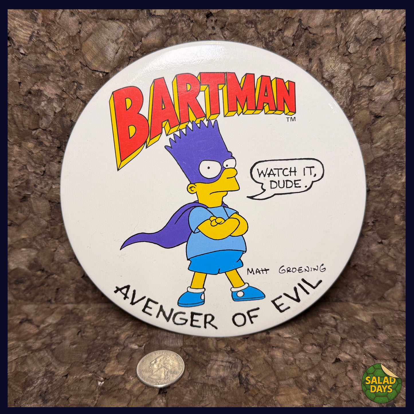 Bartman -The Simpsons Button- Avenger of Evil