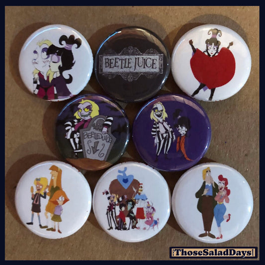 Beetlejuice Cartoon -Buttons- 8 Pack