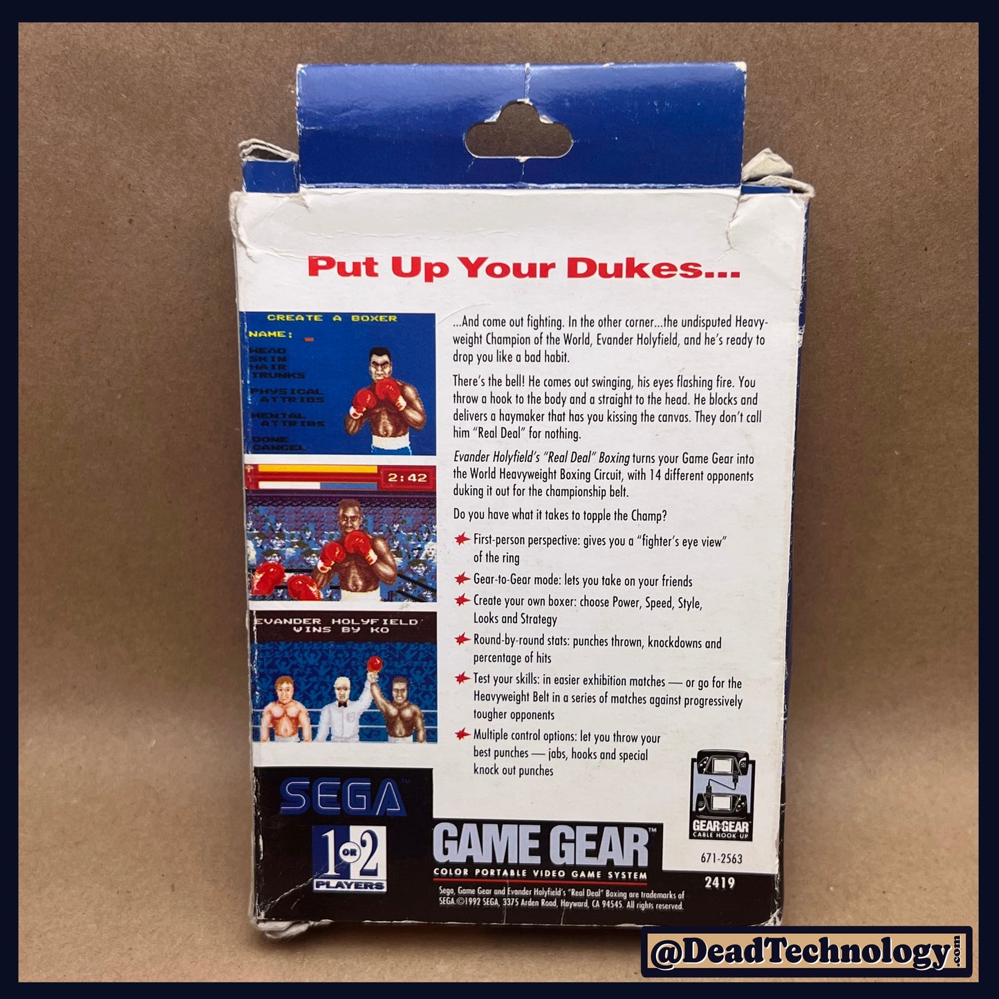 Evander Holyfield's Real Deal Boxing -Box & Manual Only- Sega Game Gear