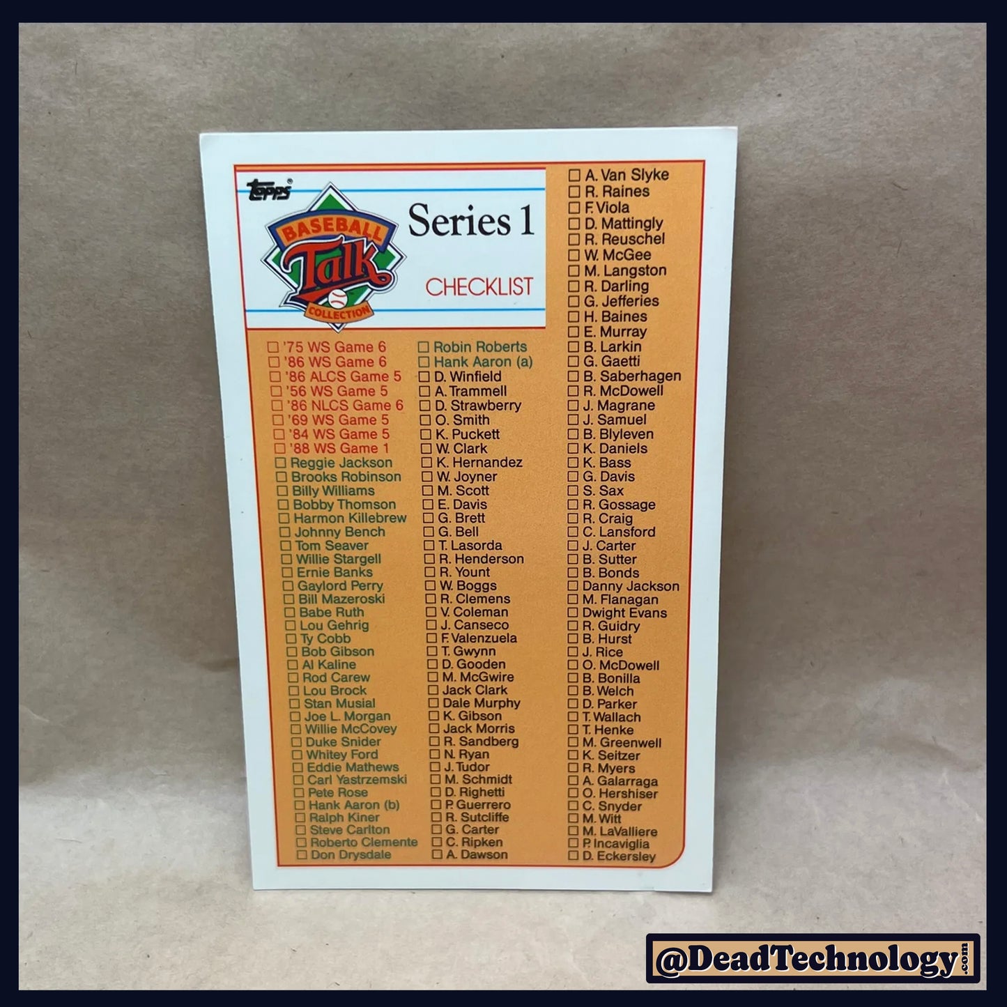 Checklist -Topp's Baseball Talk Card- Baseball Card