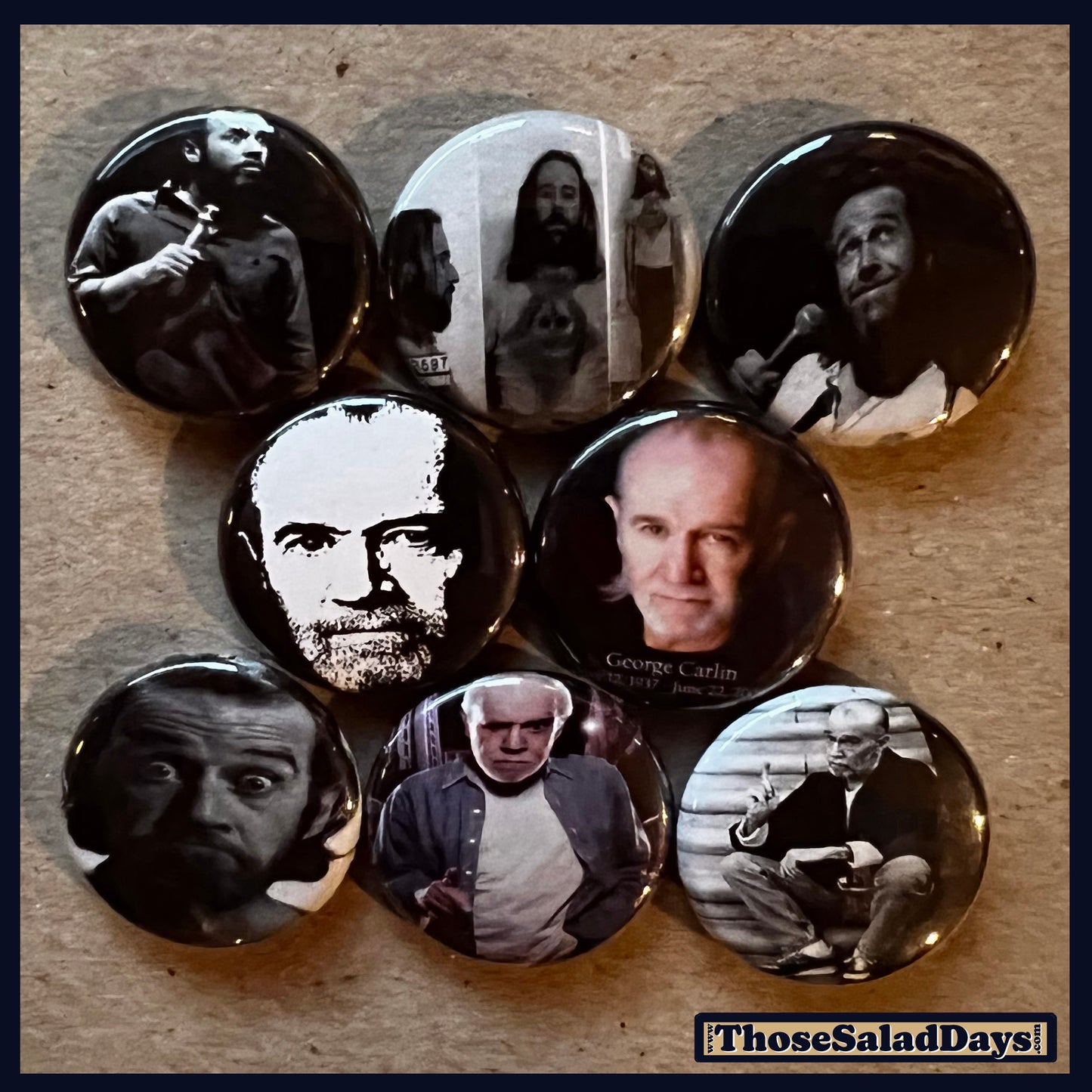 George Carlin -Buttons- 8 Pack