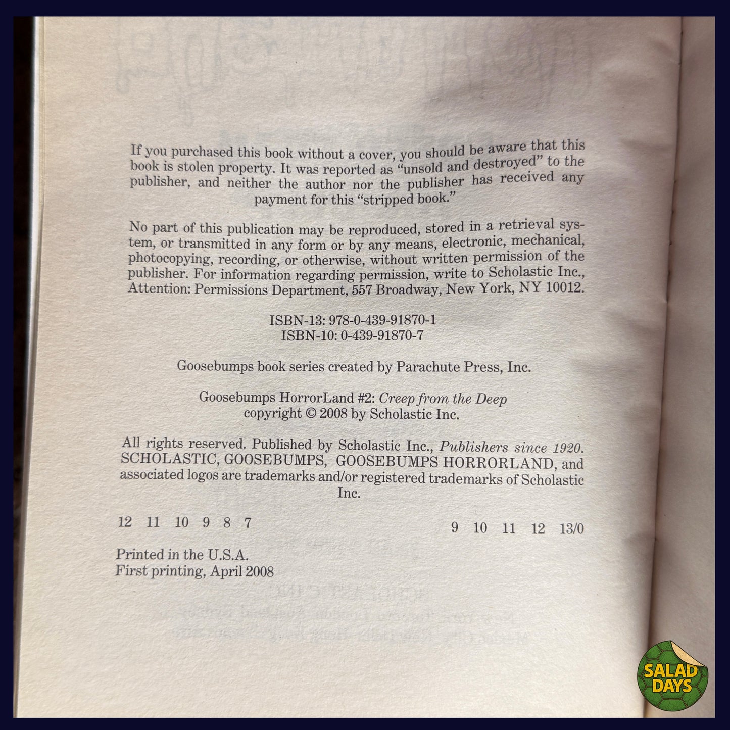 Goosebumps Horrorland -Creep From The Deep- R.L. Stine