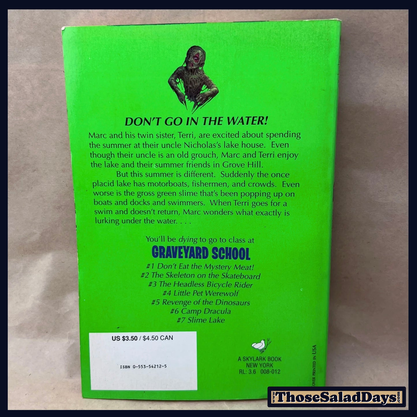 Graveyard School -Tom B. Stone- Slime Lake Book