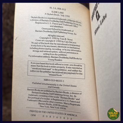 Graveyard School -Tom B. Stone- Slime Lake Book