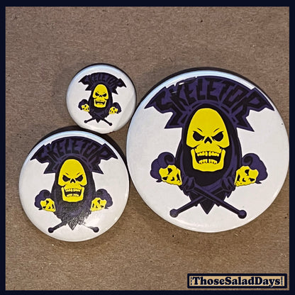 Skeletor and crossbones buttons