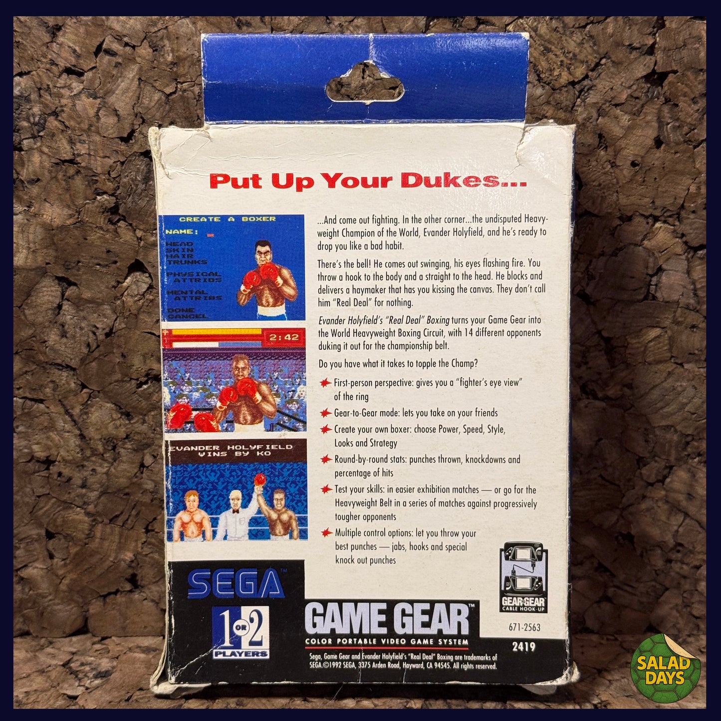 Evander Holyfield's Real Deal Boxing -Box & Manual Only- Sega Game Gear