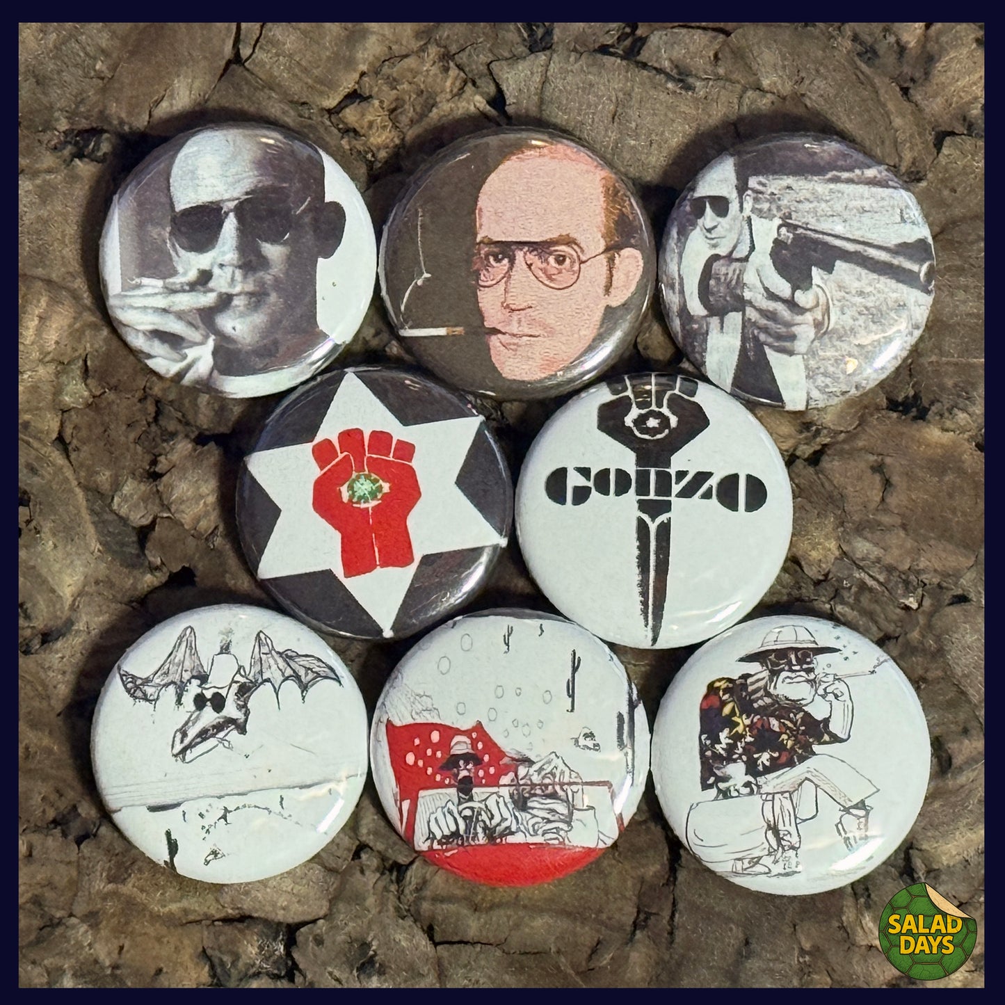 Hunter S Thompson -1" Buttons- 8 Pack