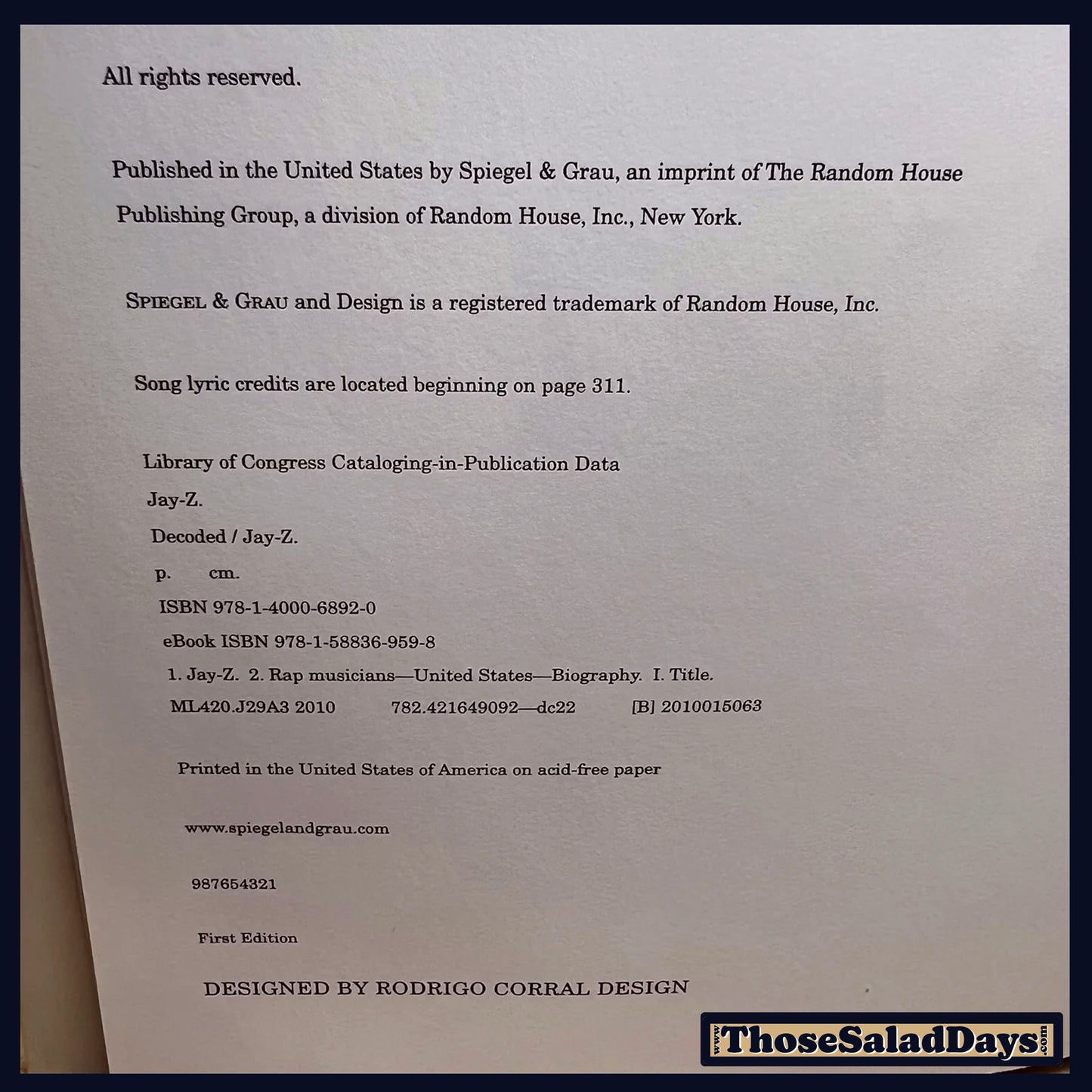 Decoded -Jay-Z- Coffee Table Book