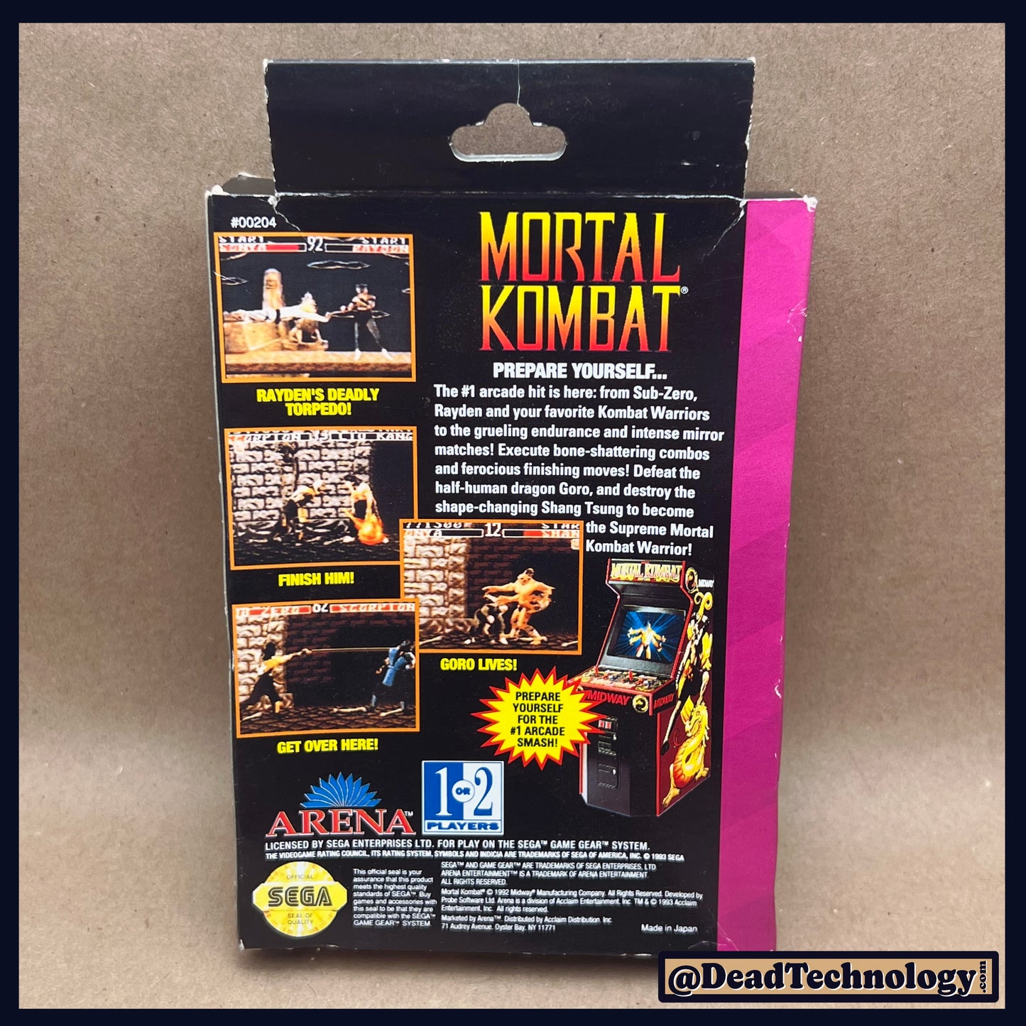 Mortal Kombat -Box & Manual Only- Sega Game Gear
