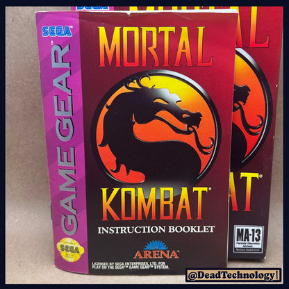 Mortal Kombat -Box & Manual Only- Sega Game Gear