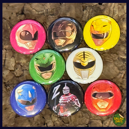 Power Rangers Masks -Button/Bottle Opener- 8 Pack