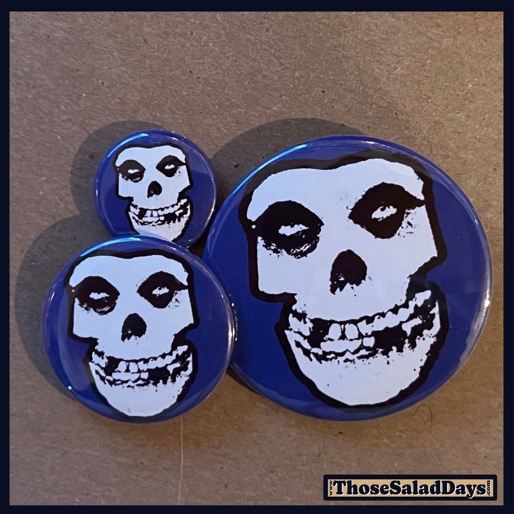 Three fiend-themed buttons. misfits