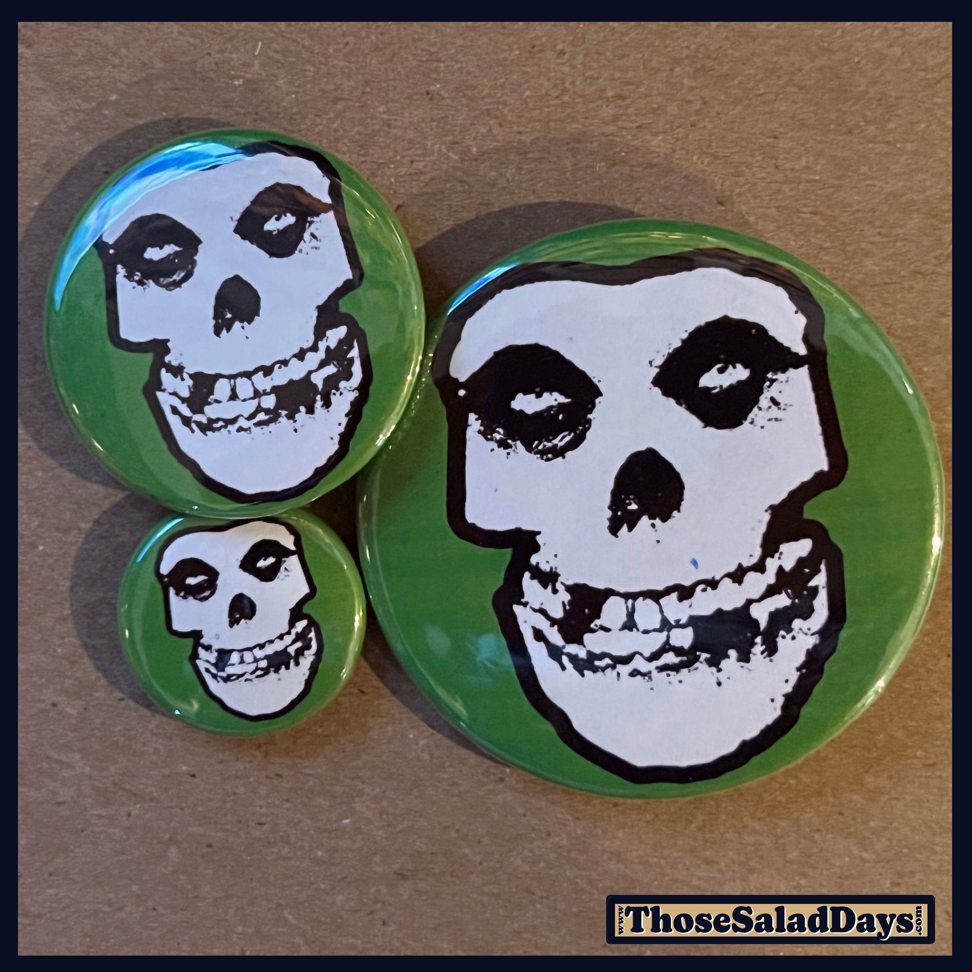 Three fiend-themed buttons. misfits