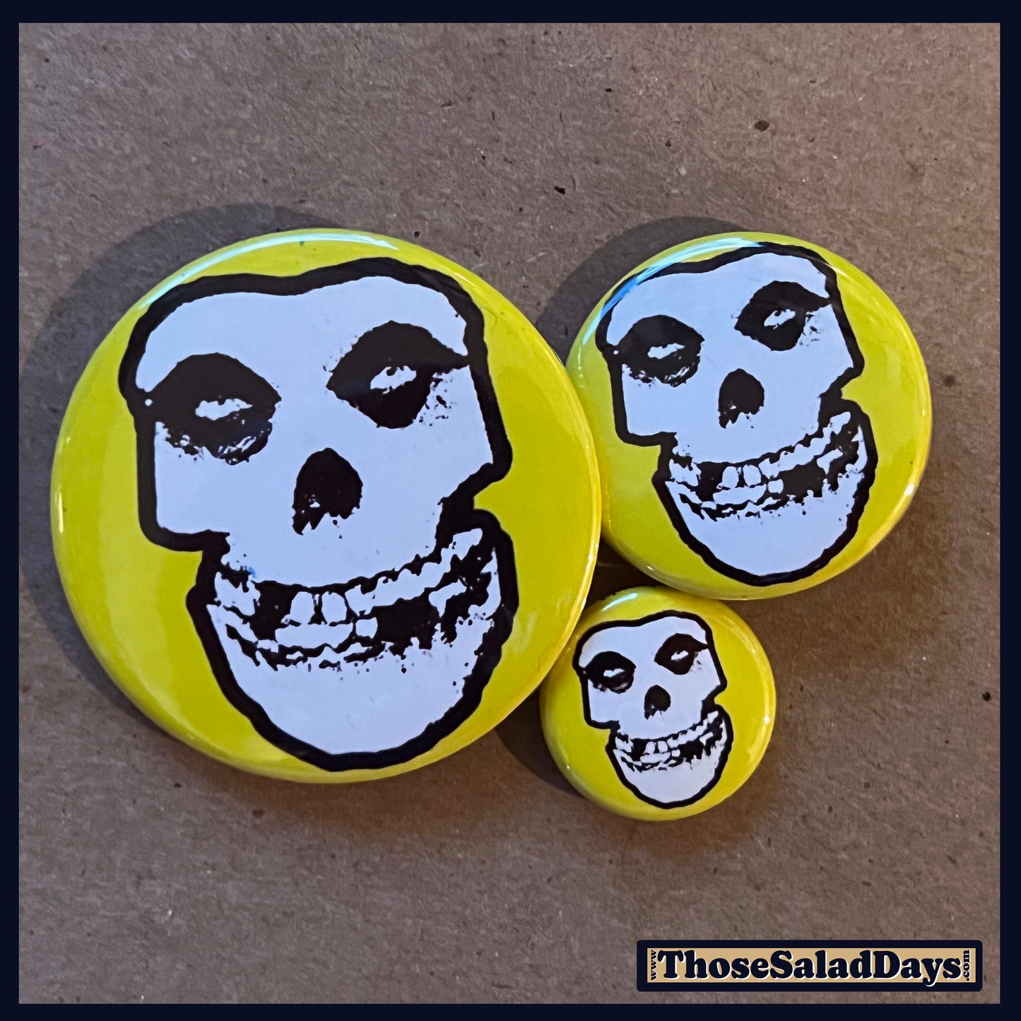 Three fiend-themed buttons. misfits