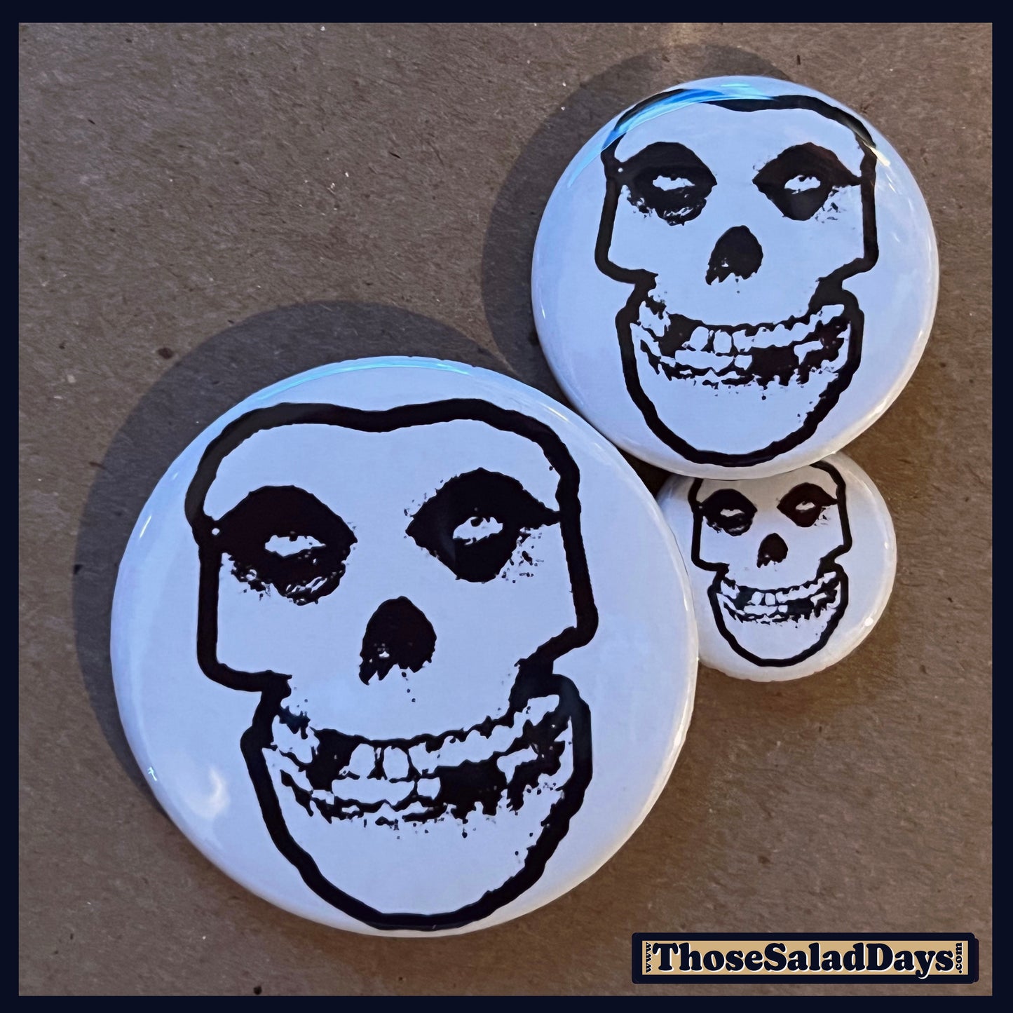 Three fiend-themed buttons. misfits