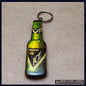 Molson Ice bottle-shaped keychain on a gray background