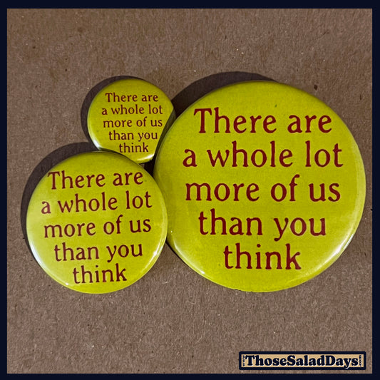 Three buttons of a Pro Gay Rights Message. One size is 1", 1.5" and 2.25".