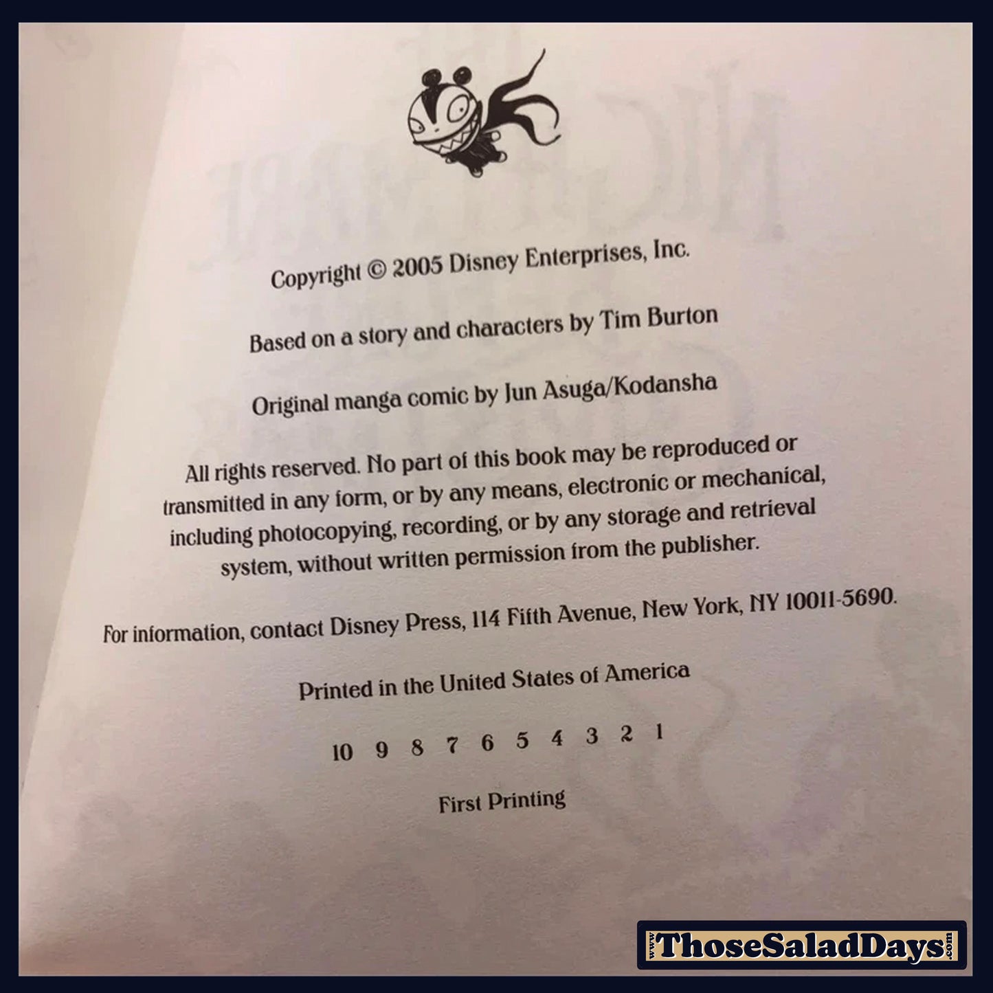 Nightmare Before Christmas Magna -Tim Burton- 1st Pressing Book
