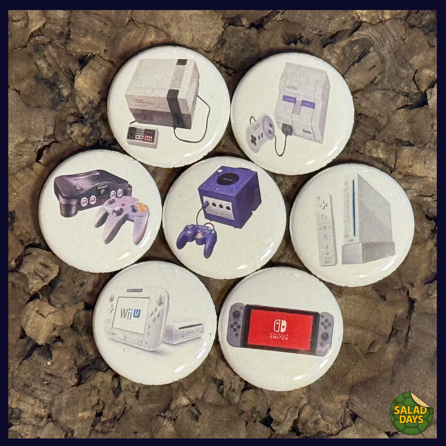 Nintendo Days -1" Buttons- 7 Pack