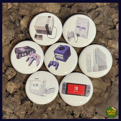 Nintendo Days -1" Buttons- 7 Pack