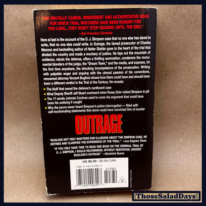 Outrage: The 5 Reasons O.J. Simpson Got Away With Murder -Vincent Bugliosi- Book