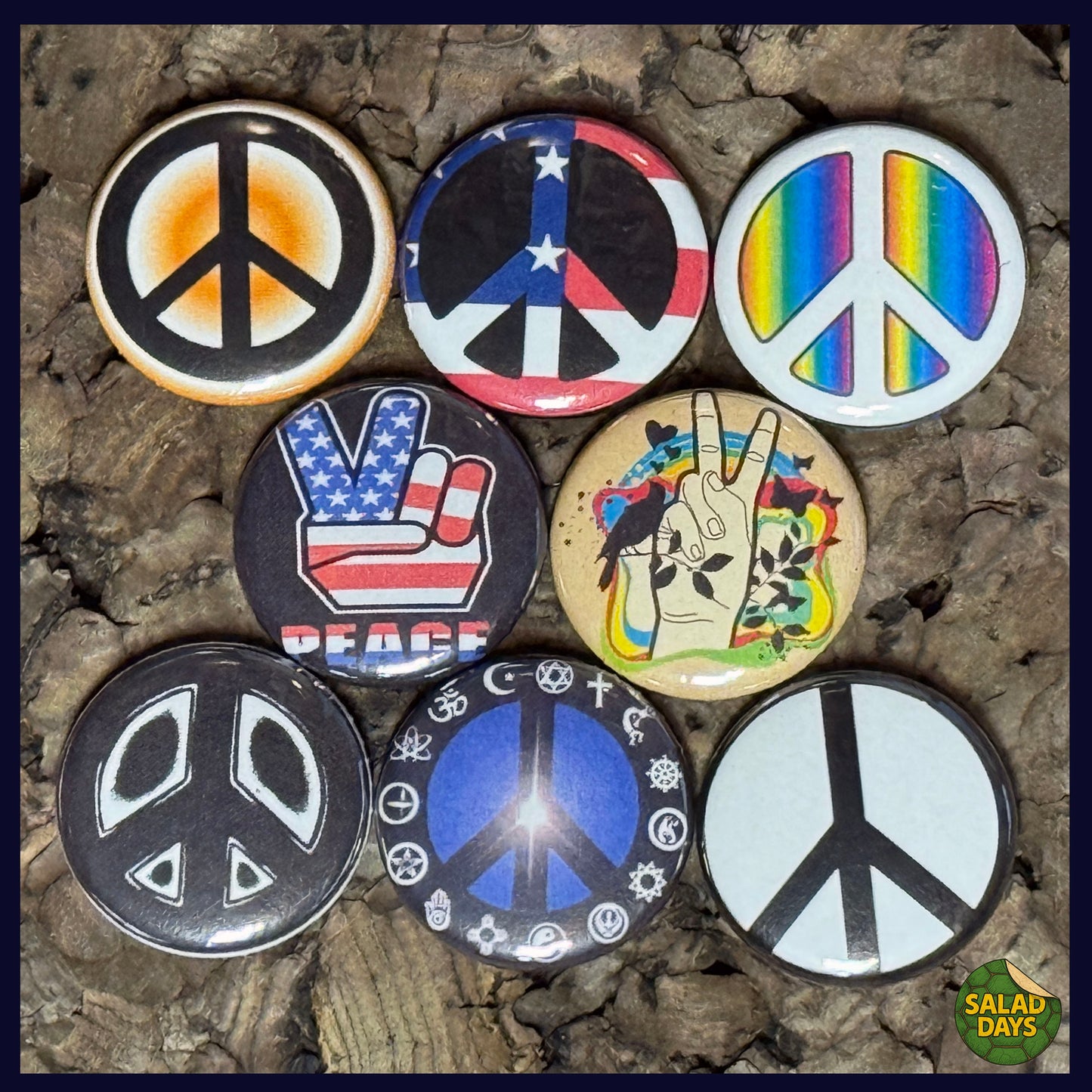 Peace -Buttons- 8 Pack