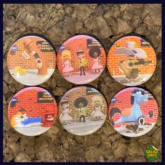 Saturday Morning Bumpers -1.5" Buttons- 6 Pack