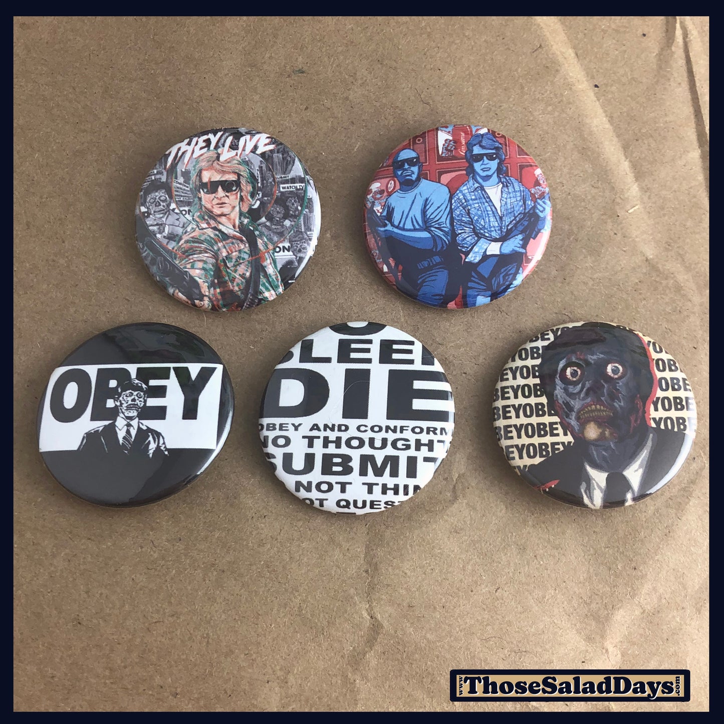 They Live -Buttons- 5 Pack