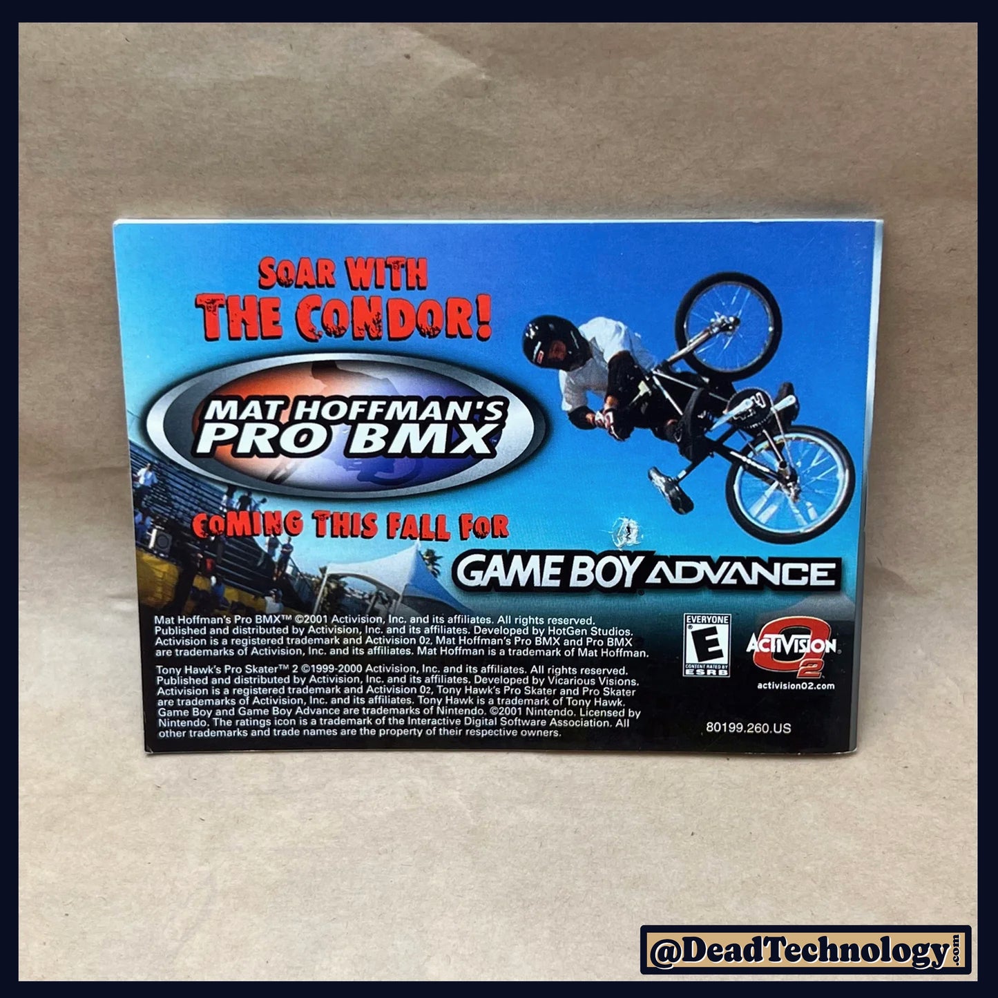 Tony Hawk Pro Skater 2 -GameBoy Advance- Manual