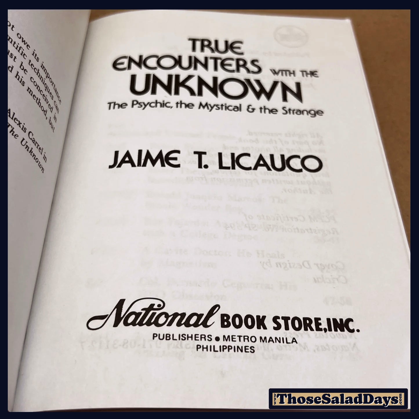 True Encounters of the Unknown -Jamie T. Licauco- Conspiracy Book