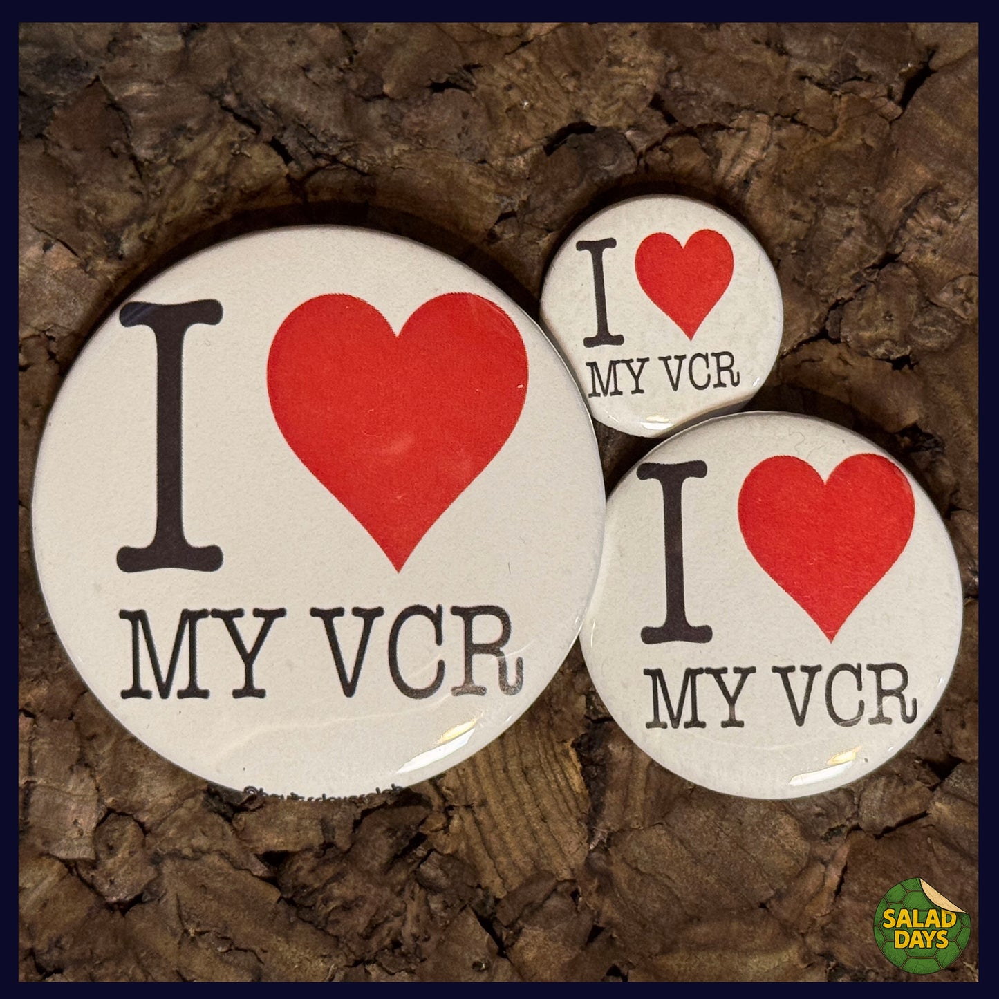 I Heart My VCR -Button/Bottle Opener-